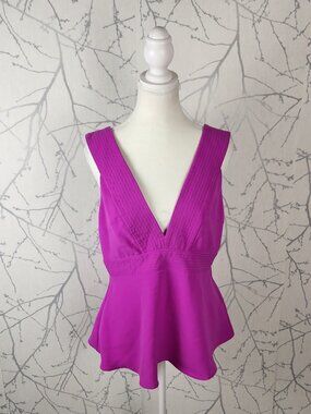 DO+BE Pink Stretch Crepe V-Neck Peplum Tank